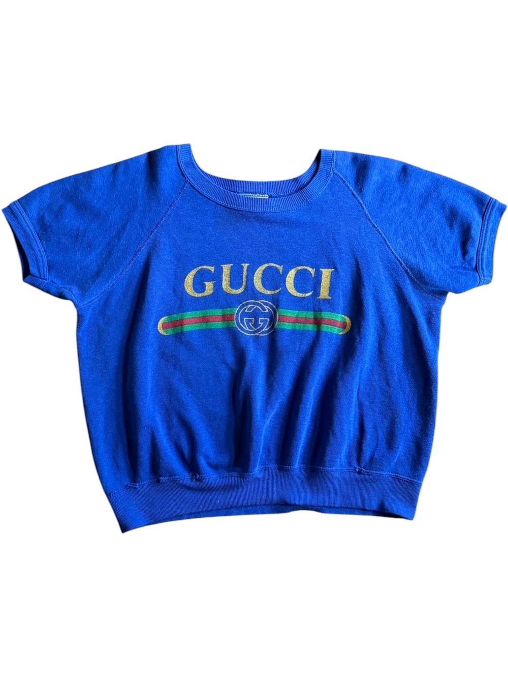 Metallic Gold Logo Crewneck Short Sleeve Top